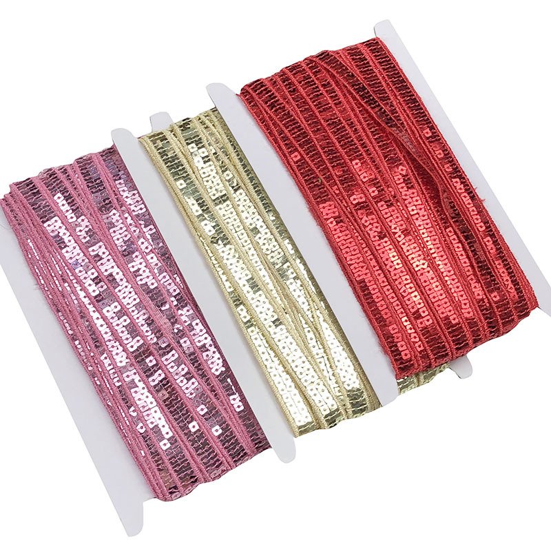Wholesale Multi Color 1 cm Border Lace Trimming Ethnic Guipure Sequence Sequin Embroidery Lace Trim