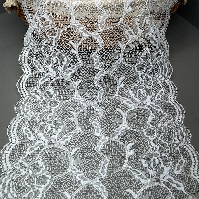 TUTON Bridal Fabric Supplier French Lace Narrow Wide 27 CM Elastic Trim
