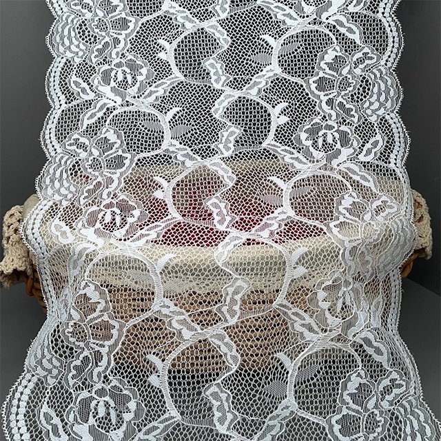 TUTON Bridal Fabric Supplier French Lace Narrow Wide 27 CM Elastic Trim