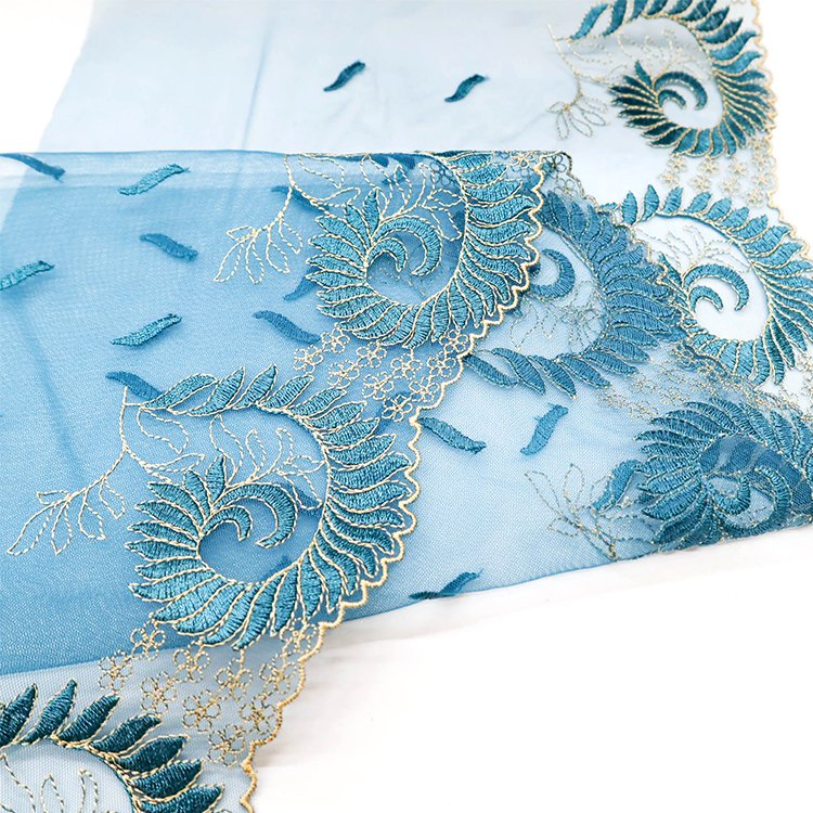Elegant Peacock Feather Pattern 19cm Factory Customized Discount Price polyester lace trim