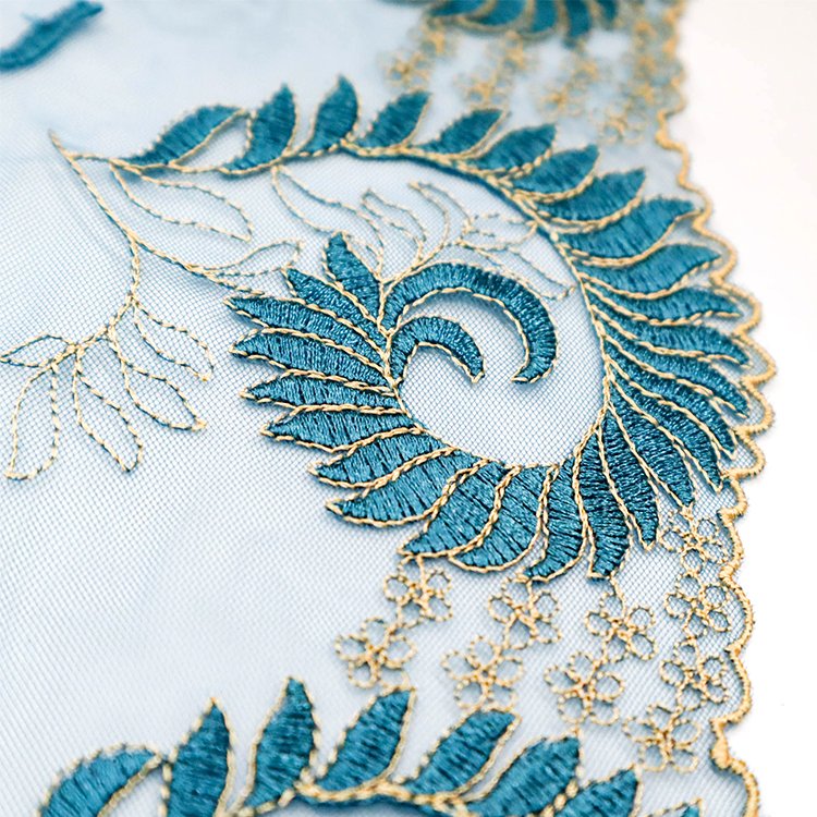 Elegant Peacock Feather Pattern 19cm Factory Customized Discount Price polyester lace trim
