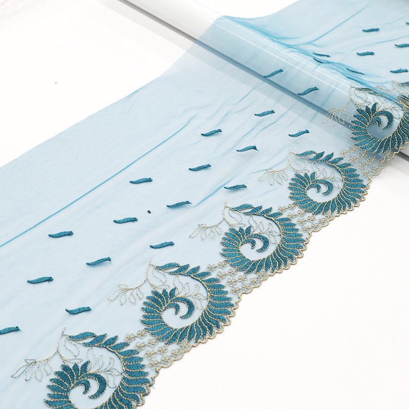 Elegant Peacock Feather Pattern 19cm Factory Customized Discount Price polyester lace trim