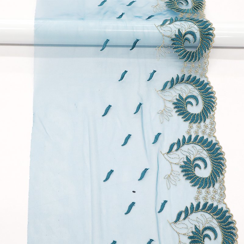 Elegant Peacock Feather Pattern 19cm Factory Customized Discount Price polyester lace trim