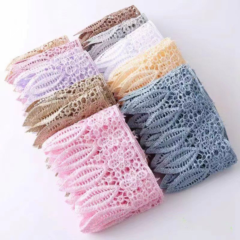 Hot sale 9cm Polyester Embroidery Lace Designs Elegance Flower Lace Trim For Clothes