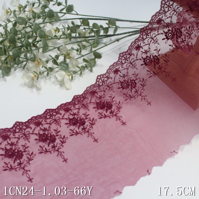 Romantic Nylon Mesh Delicate Fancy Flower soft embroidery lace trim For Women Bra Dress