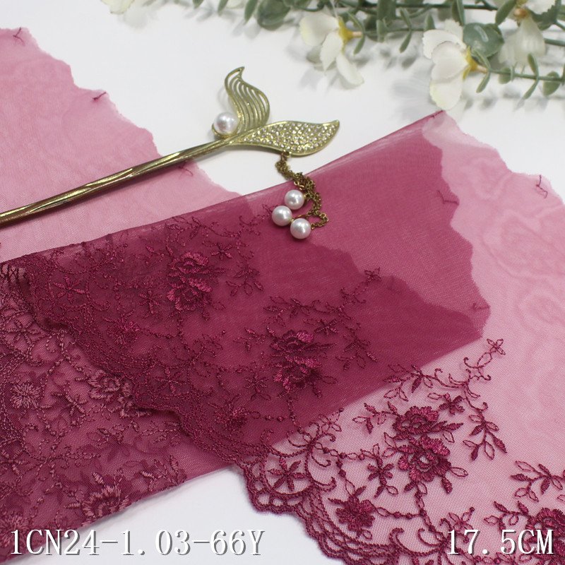 Romantic Nylon Mesh Delicate Fancy Flower soft embroidery lace trim For Women Bra Dress