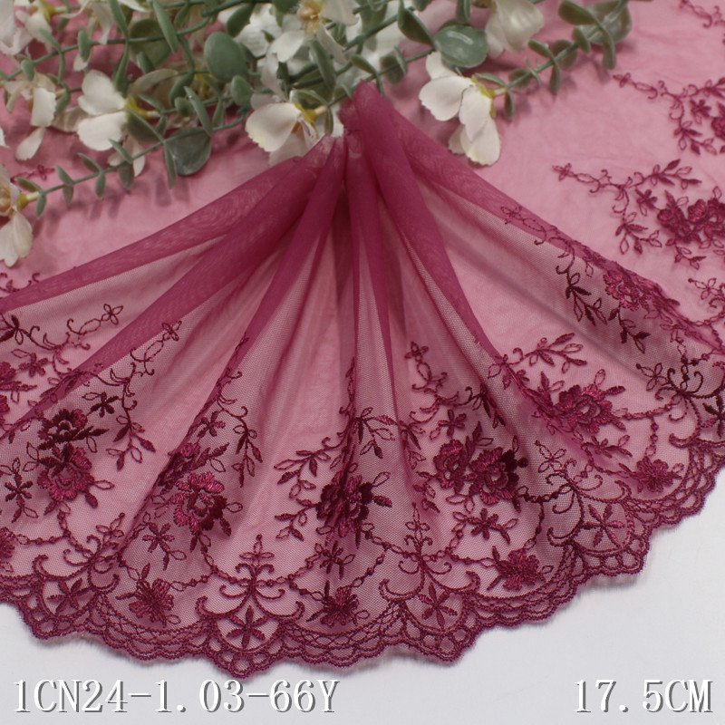 Romantic Nylon Mesh Delicate Fancy Flower soft embroidery lace trim For Women Bra Dress