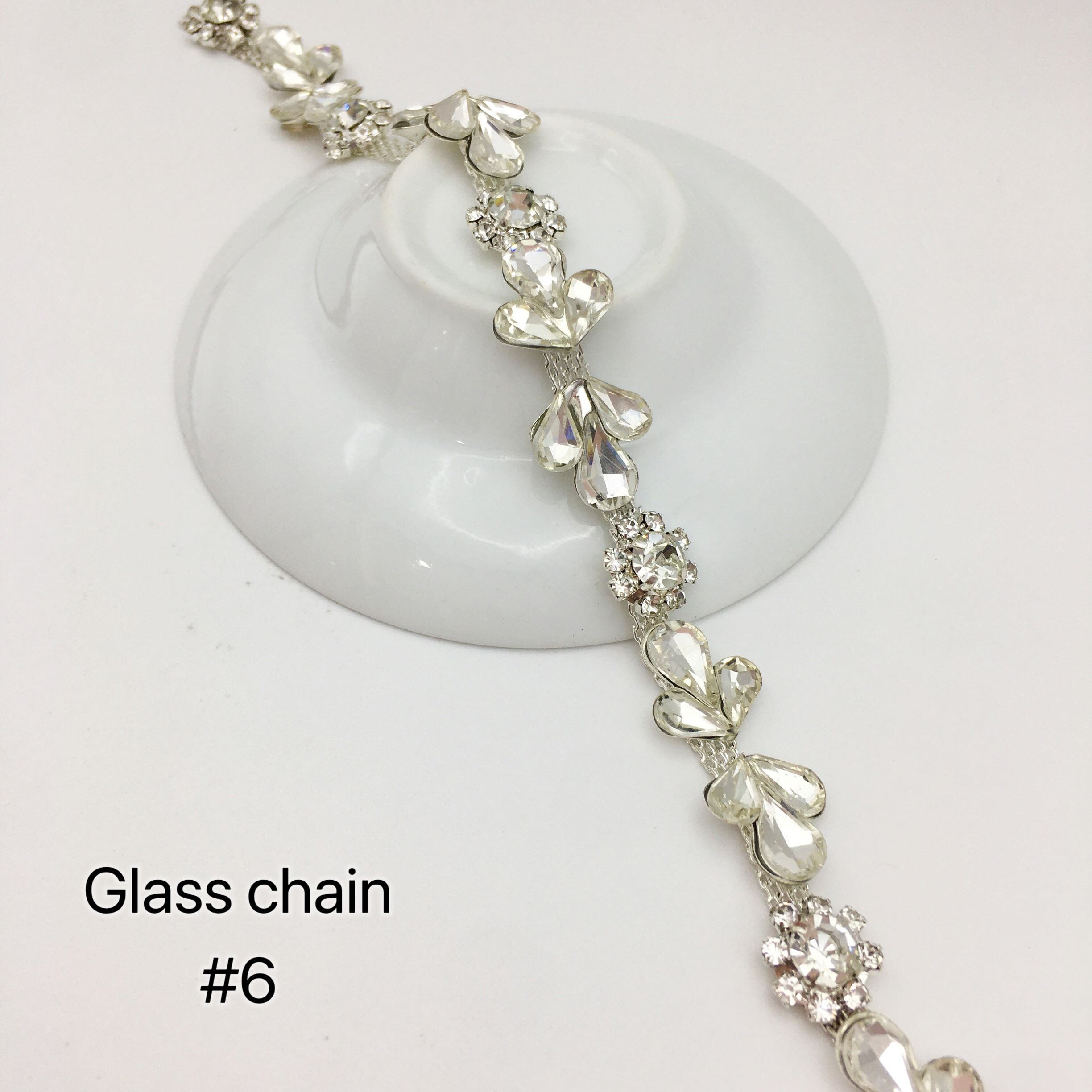 SINRONG drop glass diamond decorative rhinestone flower chain, used for DIY crystal trimmed shoes and dresses Sew-On
