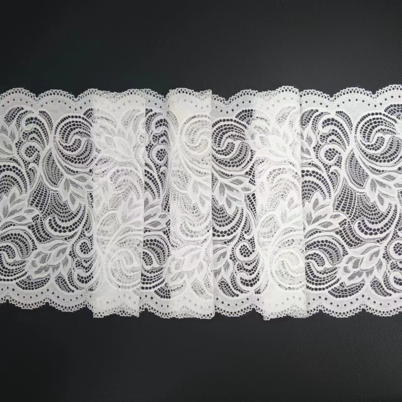 New Model 20 cm White Elastic Nylon Spandex Lace Trim Tulle Big Flower Roll Pattern for Underwear & Garments Accessories