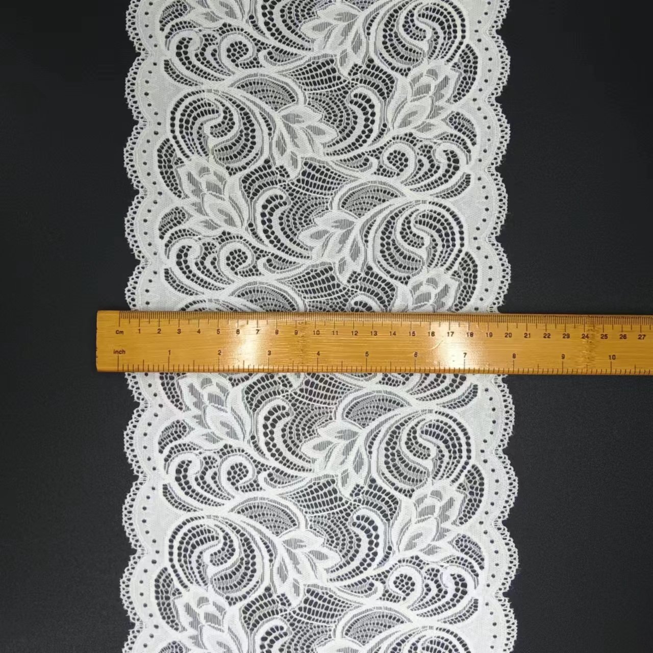 New Model 20 cm White Elastic Nylon Spandex Lace Trim Tulle Big Flower Roll Pattern for Underwear & Garments Accessories