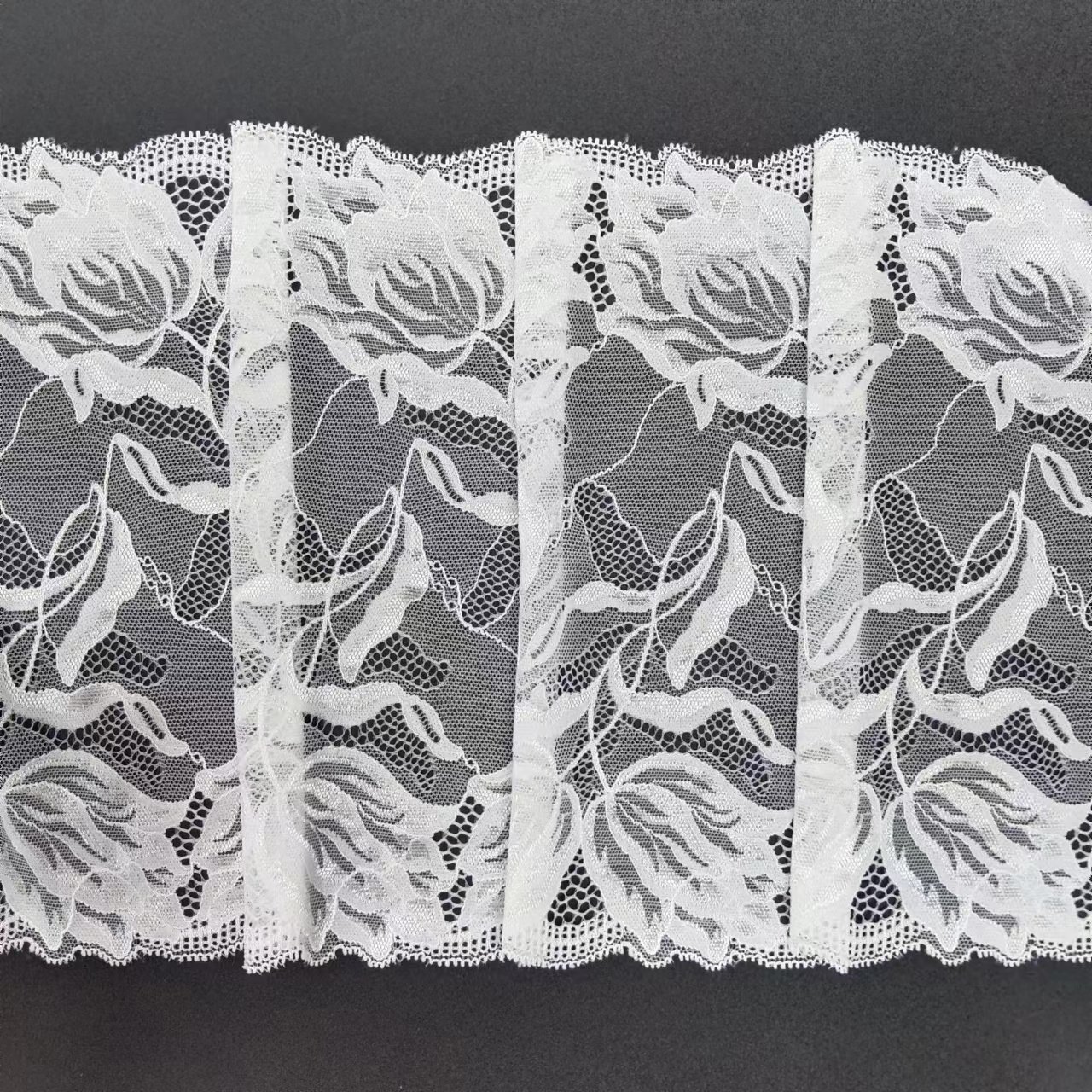 Voile Nylon Spandex Lace Fabric for Women's Bra Swiss Specialty Material in Lace Style Underwear Roll Knitted Lace Trim Elastic