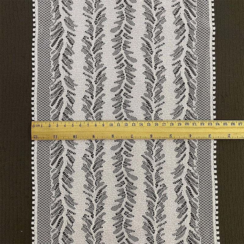 White Bridal Mesh Lace Trimming Embroidery Lace Border Trim for Lingerie Wide Stretch Nylon Embroidery Fabric