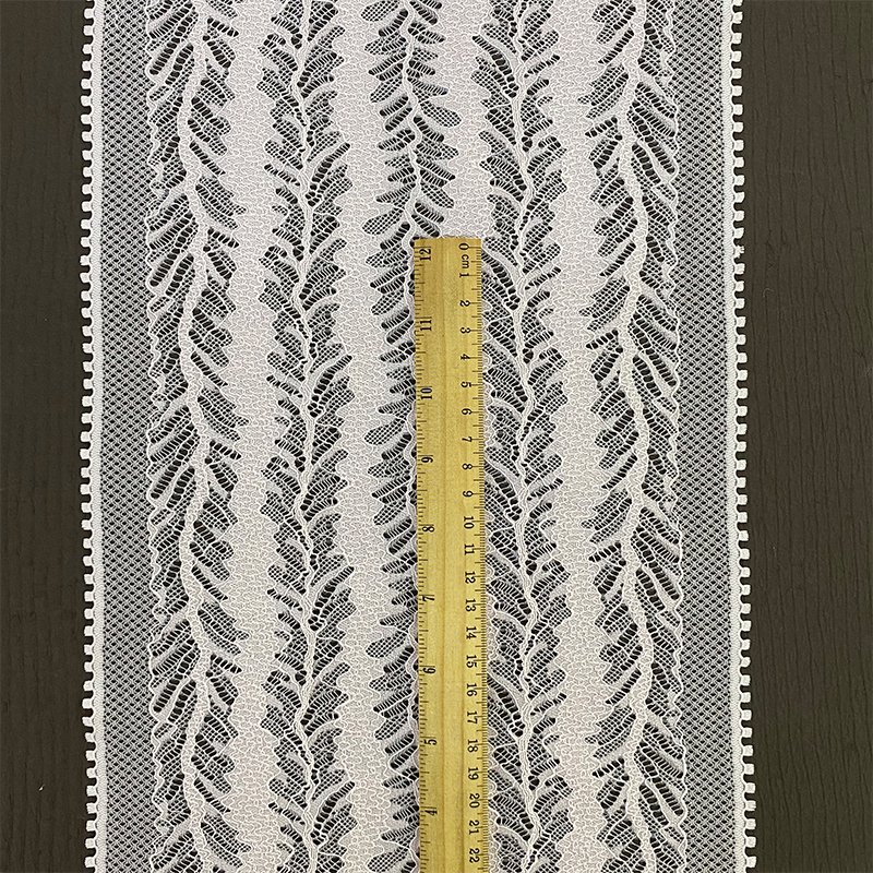 White Bridal Mesh Lace Trimming Embroidery Lace Border Trim for Lingerie Wide Stretch Nylon Embroidery Fabric
