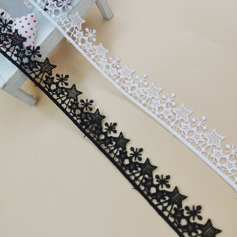 2cm Wide Embroidery Black Lace Ribbons Trimming White Polyester Embroidery Milk Silk Lace Trim Water Soluble For Women Clothes