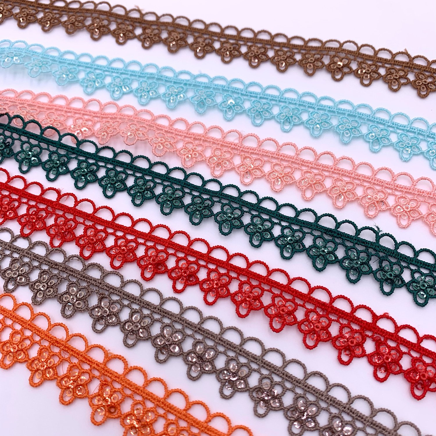 Manufacturer New Design Trim Ribbon Multiple Colorspolyester Embroidery Shiny Sequence Gpo Lace Trim