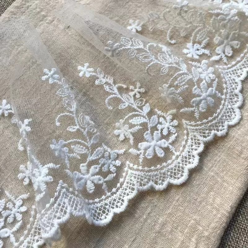 fashion white black flower embroidery lace trimming fabric for lingerie underwear bra clothing