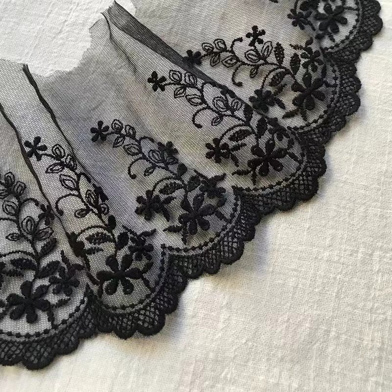 fashion white black flower embroidery lace trimming fabric for lingerie underwear bra clothing