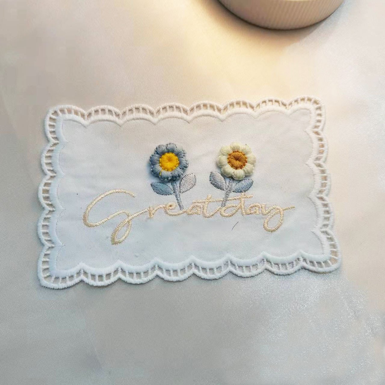 Korean version 3D flower embroidery cloth cover cushion bed head cover decoration DIY home soft bed fabric accessories
