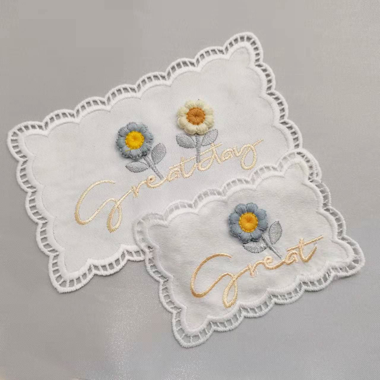 Korean version 3D flower embroidery cloth cover cushion bed head cover decoration DIY home soft bed fabric accessories