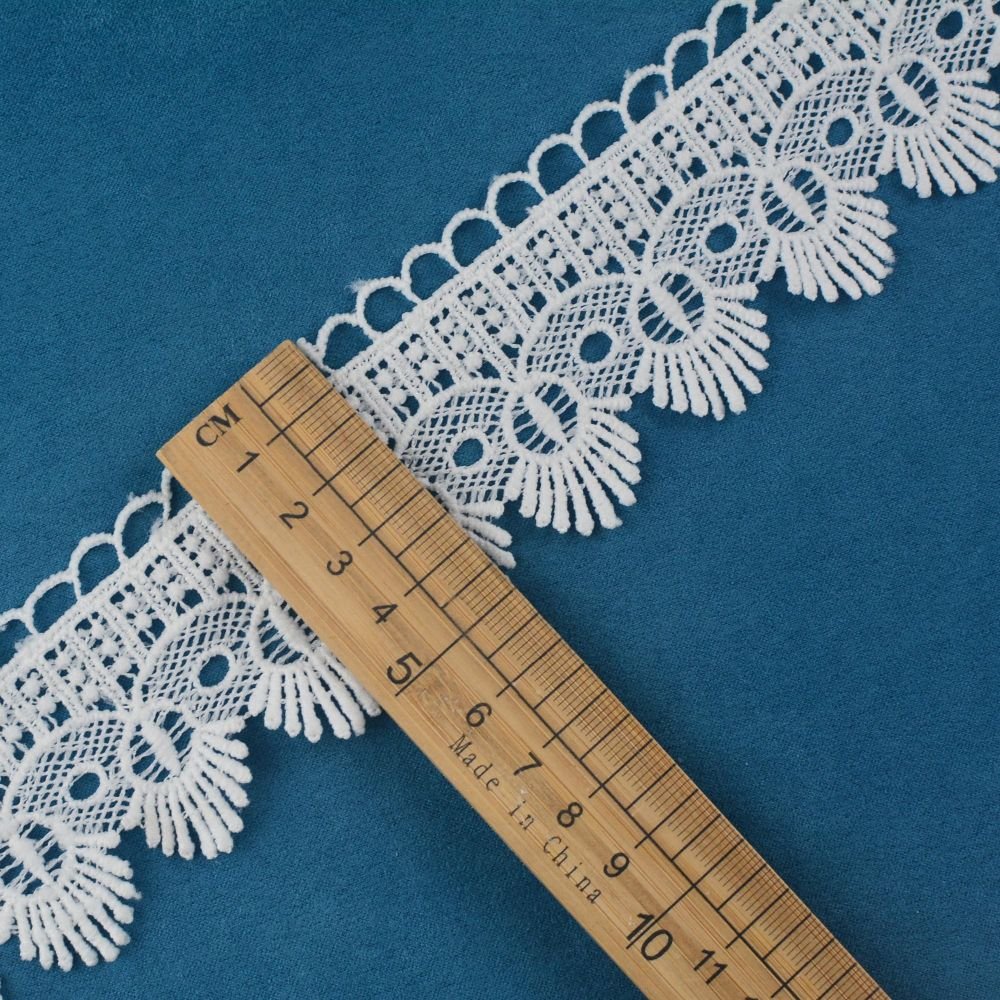 High Quality Milk Silk Water Soluble lace Trim, White 100% Polyester Narrow Embroidery Lace Trim for Women Dress Decoration