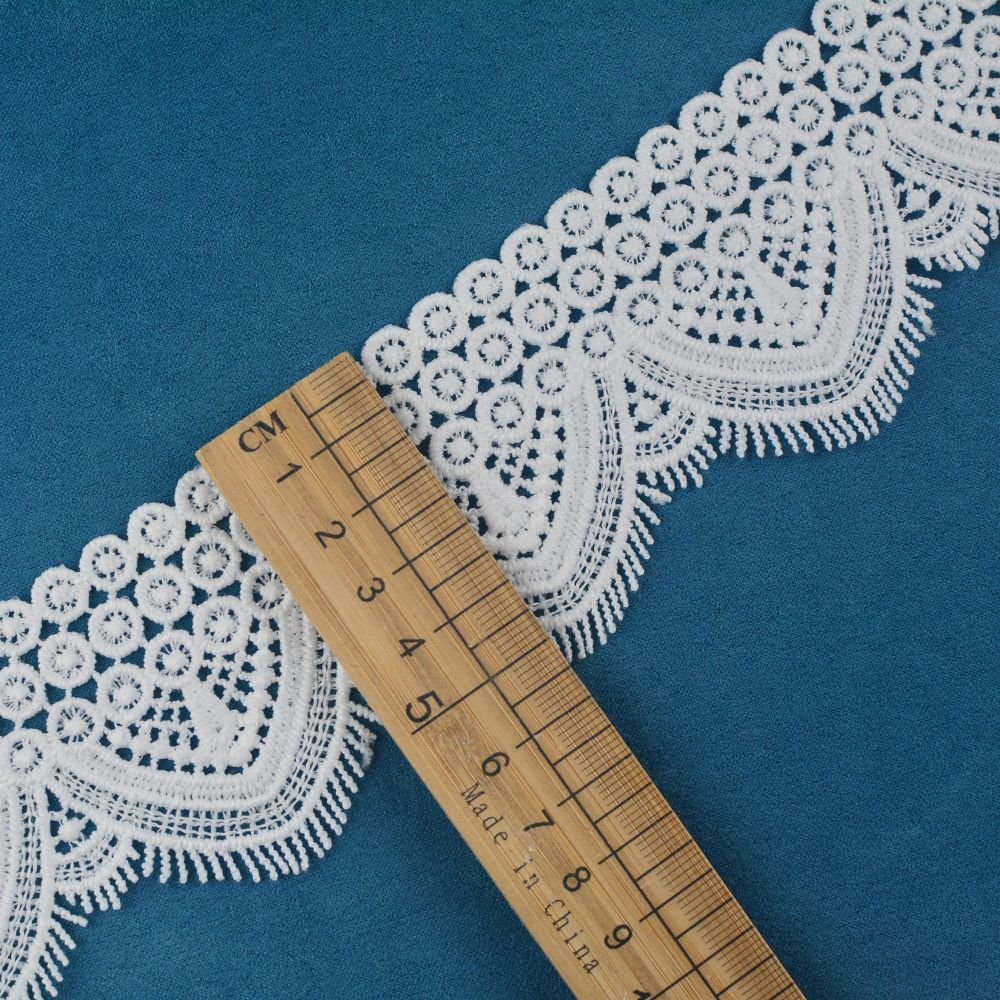 High Quality Milk Silk Water Soluble lace Trim, White 100% Polyester Narrow Embroidery Lace Trim for Women Dress Decoration