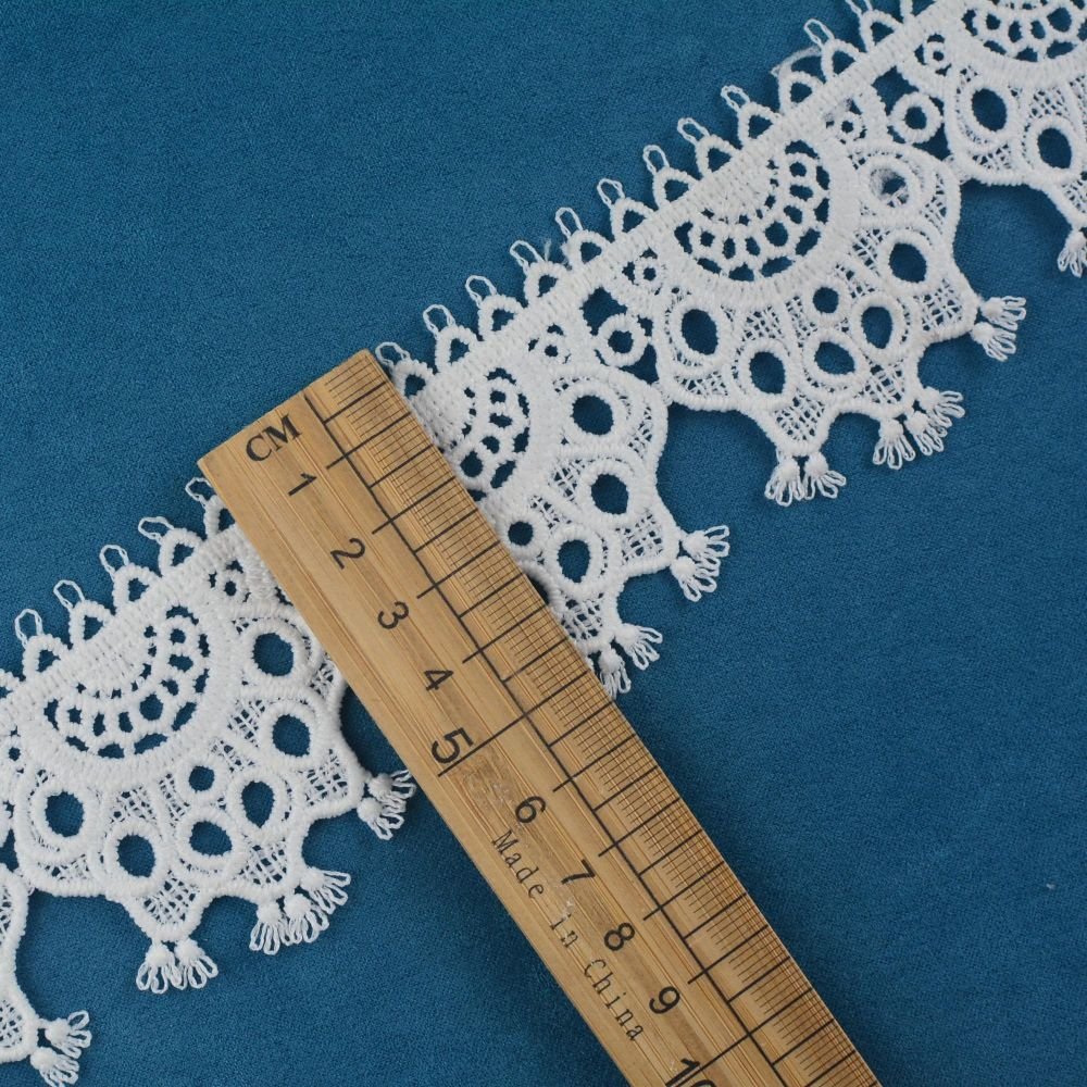 High Quality Milk Silk Water Soluble lace Trim, White 100% Polyester Narrow Embroidery Lace Trim for Women Dress Decoration