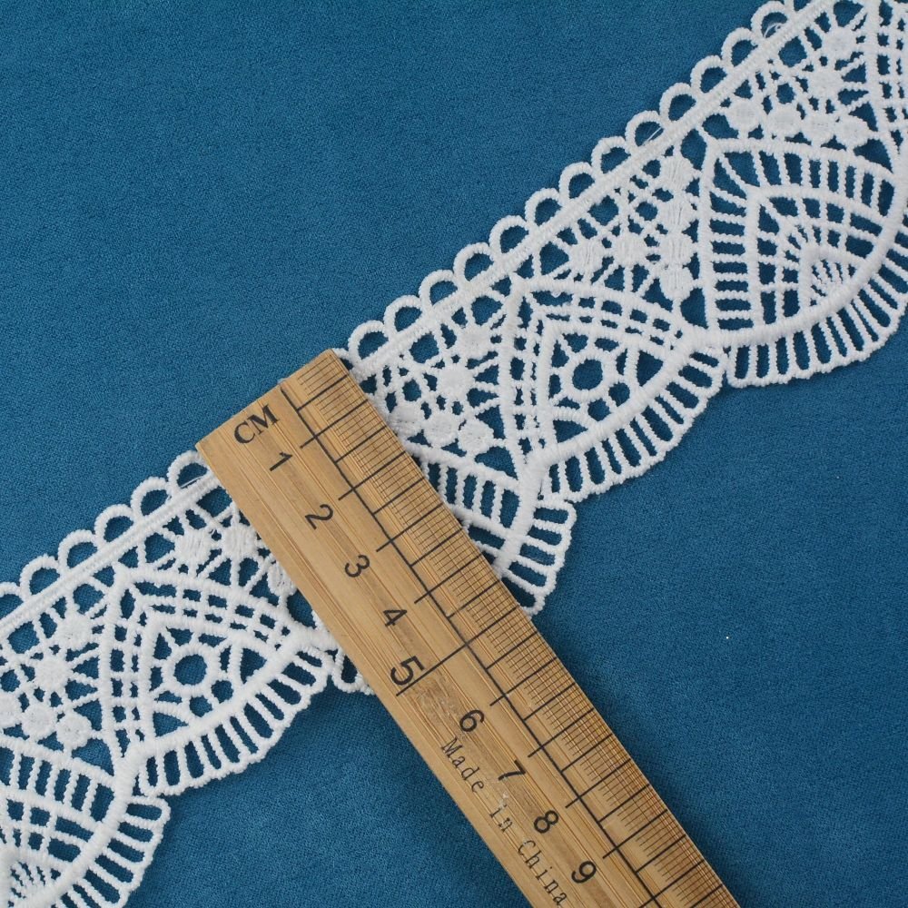 High Quality Milk Silk Water Soluble lace Trim, White 100% Polyester Narrow Embroidery Lace Trim for Women Dress Decoration