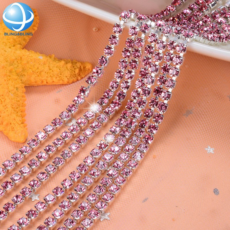2mm 4mm 6mm 8mm Rhinestone Brass Claw Cup Chain Trim For Jewelry Making Horse Brow Band DIY Accessories