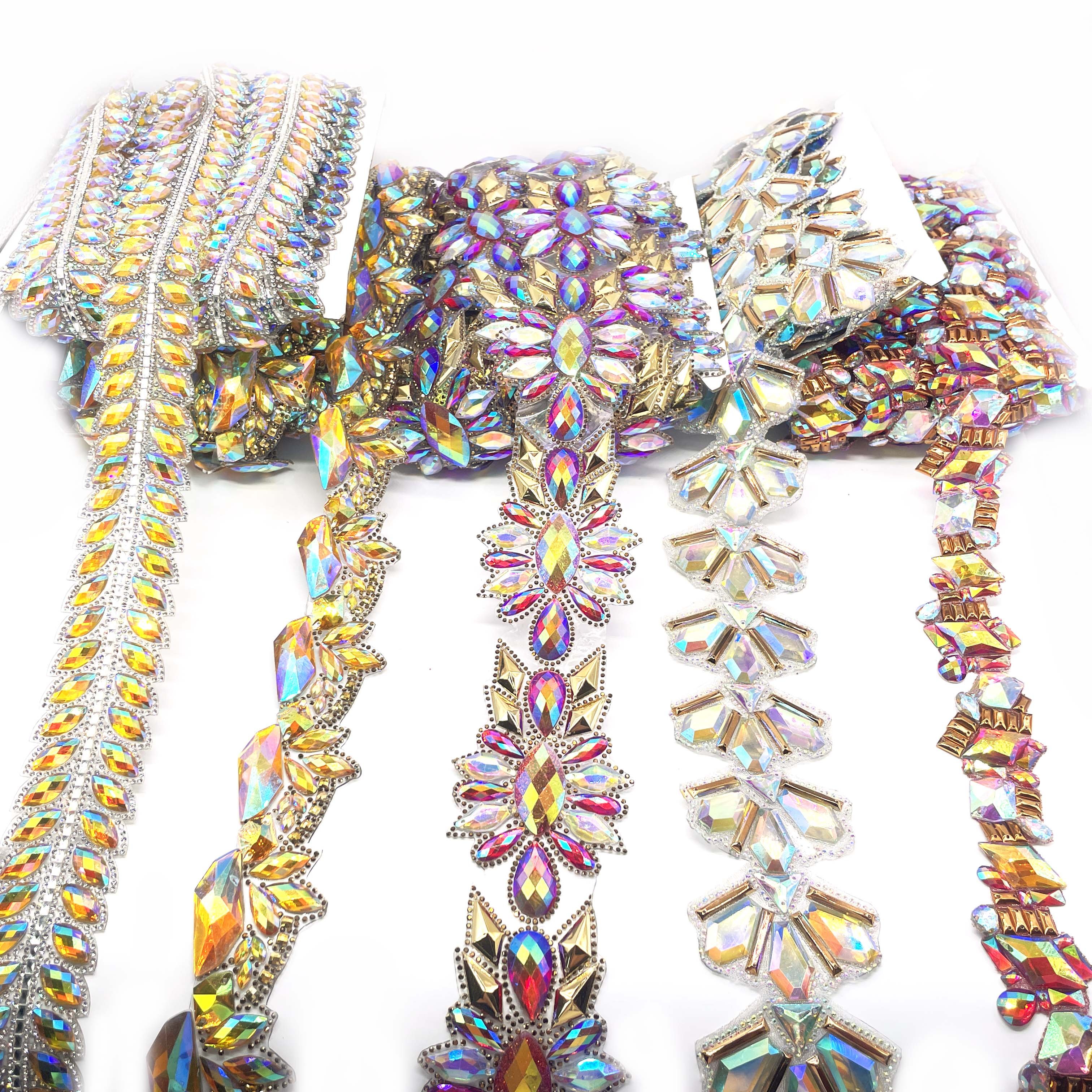 Customizable Iron-On Trim for Carnival Costume Jewelry Hot Fix Resin Rhinestone Appliques Factory-Supplied Trimmings