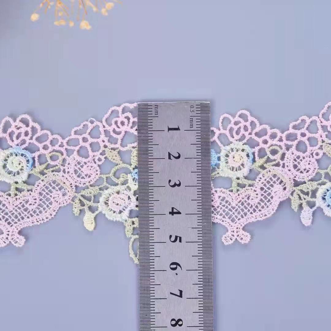 Silk Lace Trim Clothing Accessories Water-soluble Embroidered Lace Trim Colorful Polyester 6cm Embroidery Fabric Fashionable