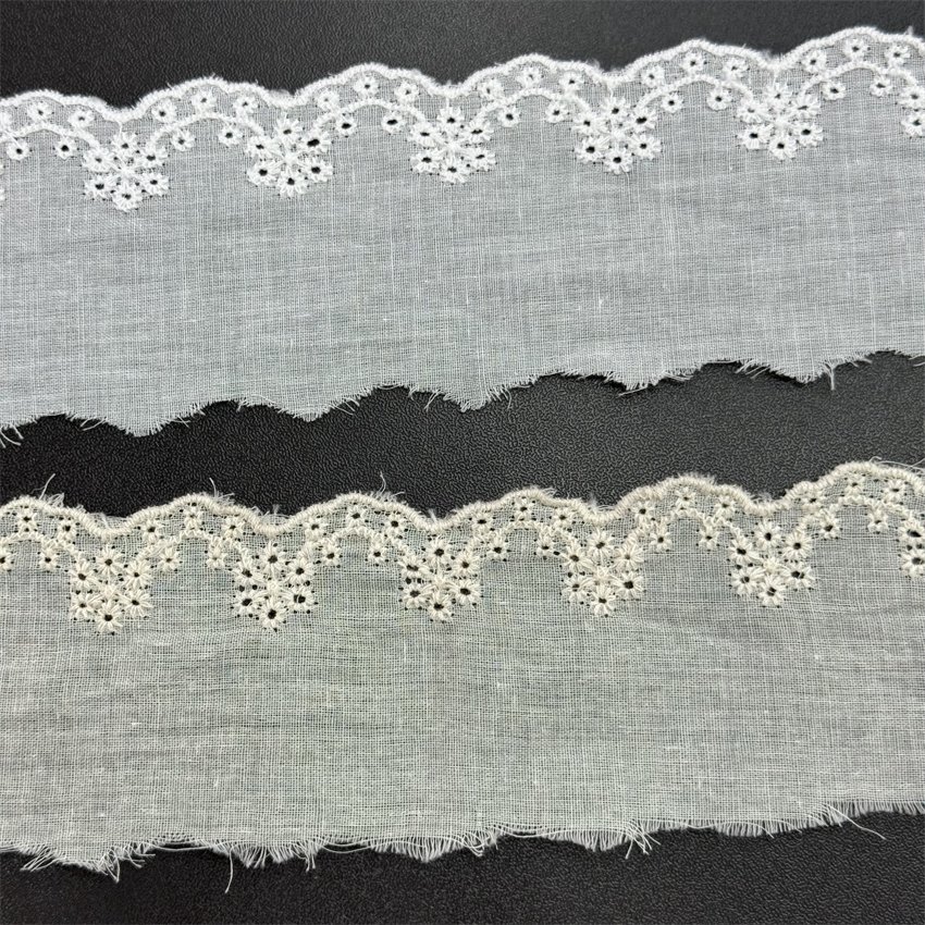 Fine woven cotton fabric carvend holes Trimming lace water soluble Embroidery border lace trim garment