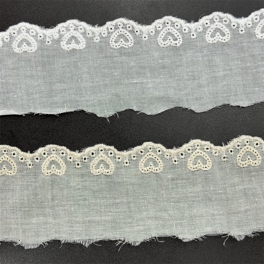 Fine woven cotton fabric carvend holes Trimming lace water soluble Embroidery border lace trim garment
