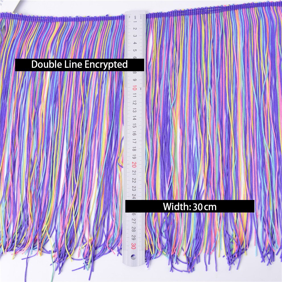 30CM 50CM Sequins Tassel Trim Garment Accessories Custom Polyester Nylon Yarn Latin Dance Dress Decoration Fringe Tassel