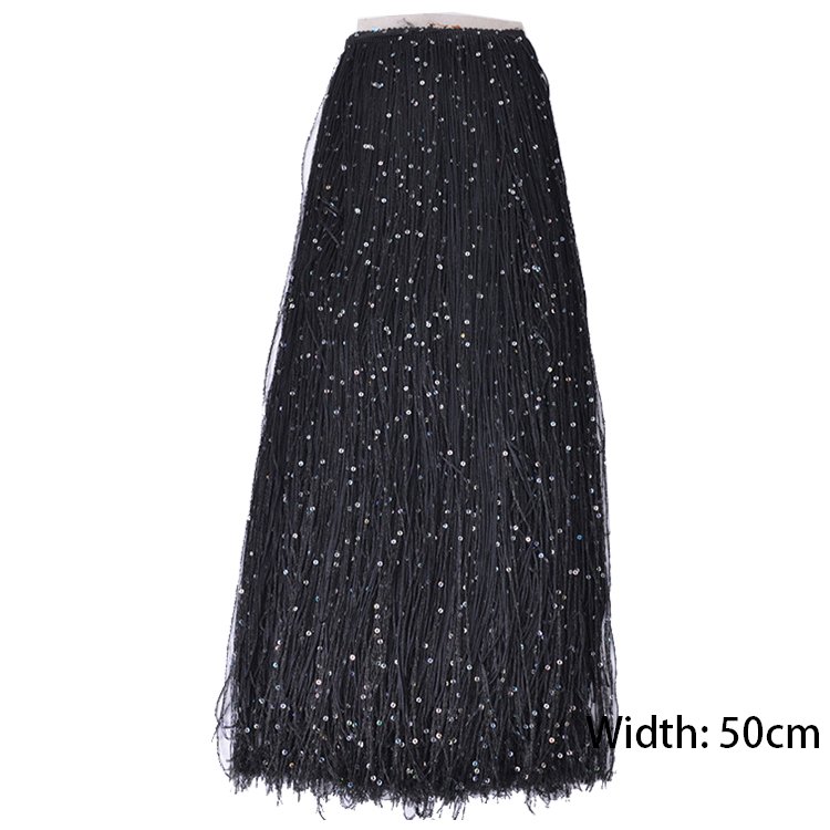 30CM 50CM Sequins Tassel Trim Garment Accessories Custom Polyester Nylon Yarn Latin Dance Dress Decoration Fringe Tassel