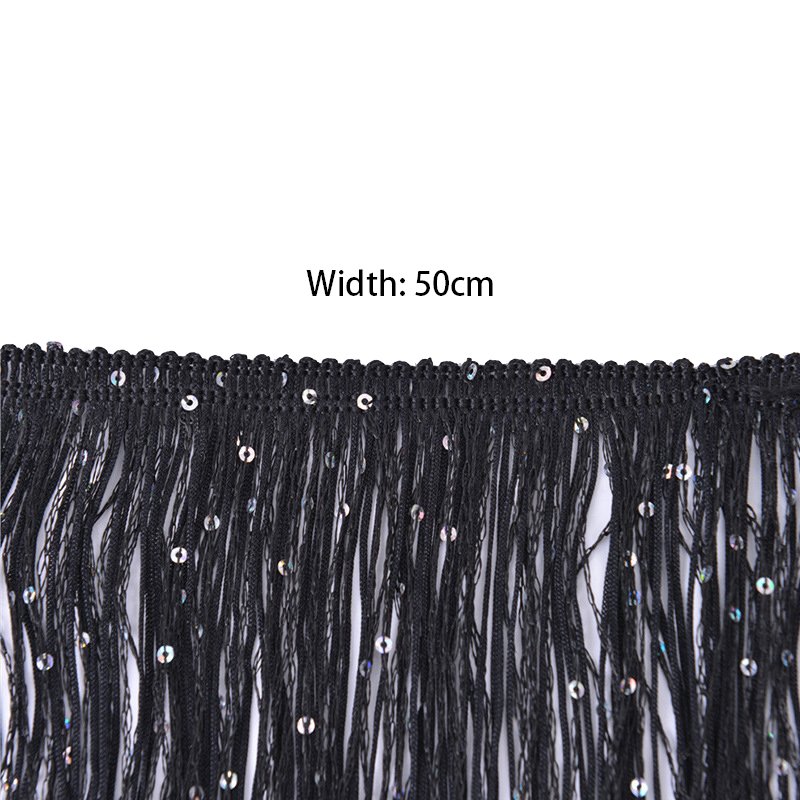 30CM 50CM Sequins Tassel Trim Garment Accessories Custom Polyester Nylon Yarn Latin Dance Dress Decoration Fringe Tassel