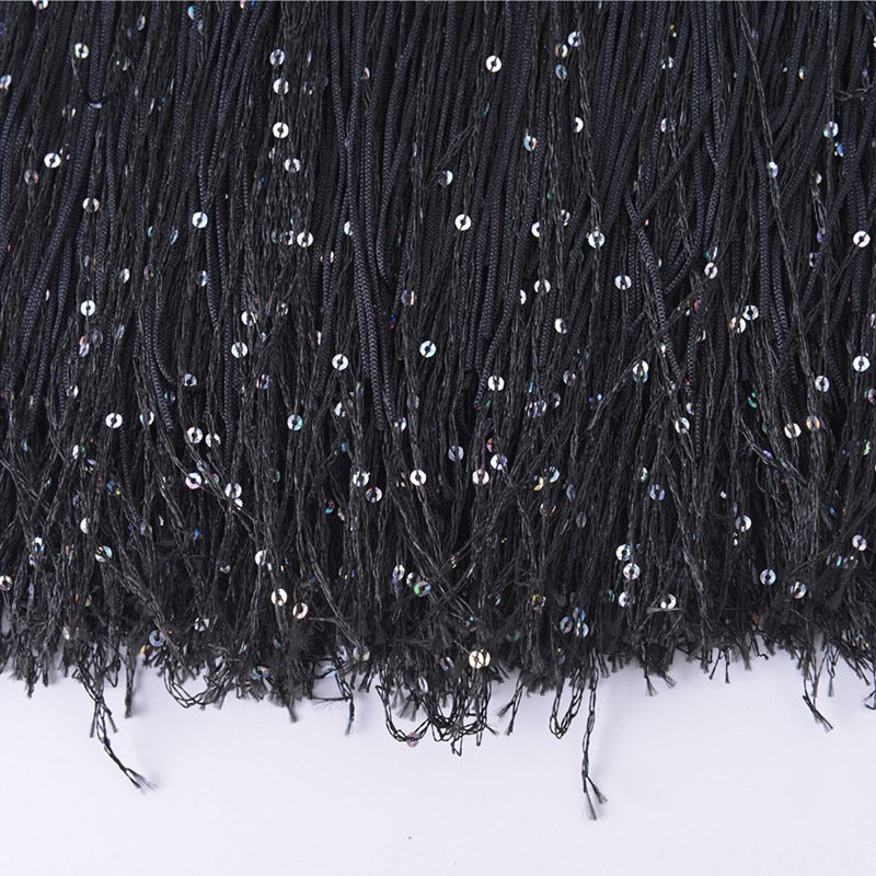 30CM 50CM Sequins Tassel Trim Garment Accessories Custom Polyester Nylon Yarn Latin Dance Dress Decoration Fringe Tassel