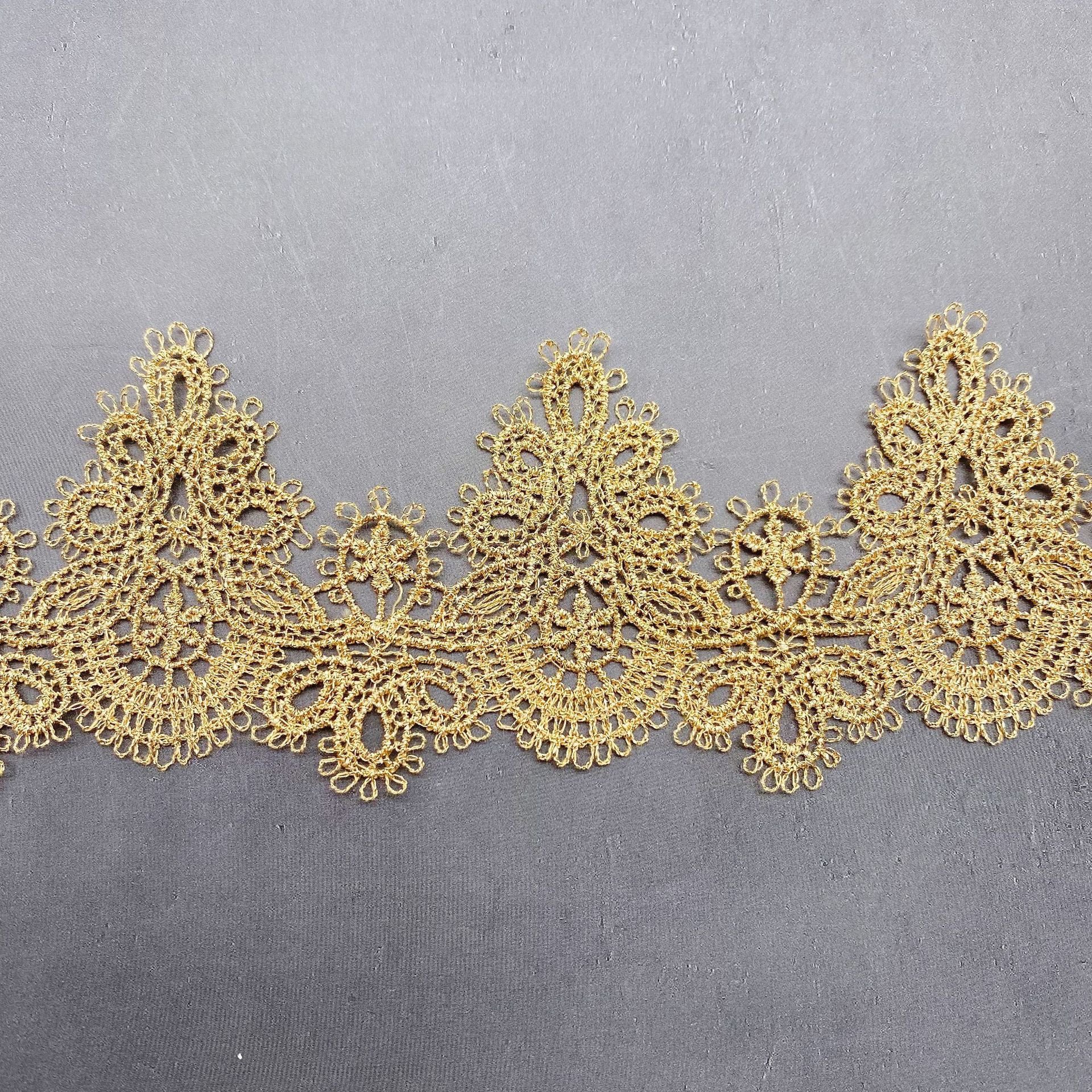 5.8cm Width Gold Thread Barcode lace Water-Soluble Embroidery Laces Lolita Fashion Clothing Dress Accessories Golden Colour