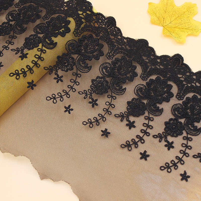 Factory Manufacturing Elegant 3D Jacquard Flower Design Lady Wear Accessories Nylon Lingerie Mesh Lace Trim
