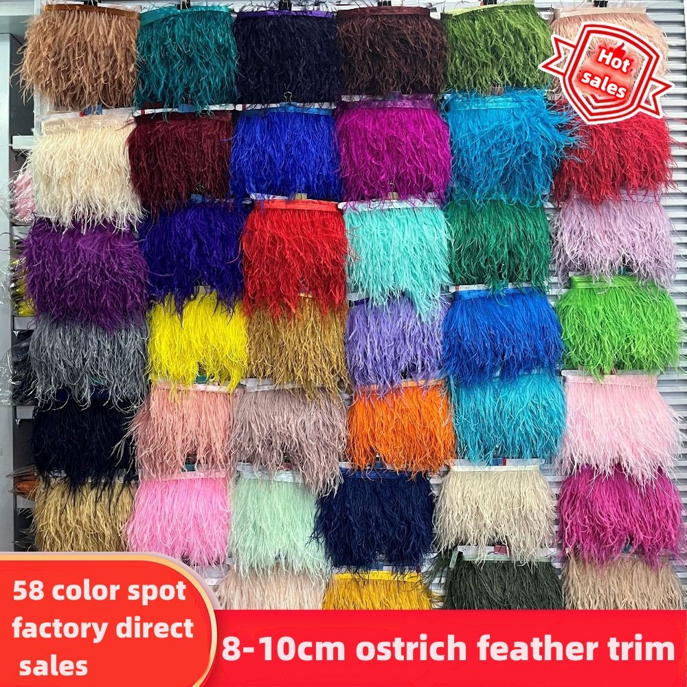 Rts 58 colors cheap 8-10cm ostrich feather DIY dress sewing crafts costumes decoration ostrich feathers trim fringe