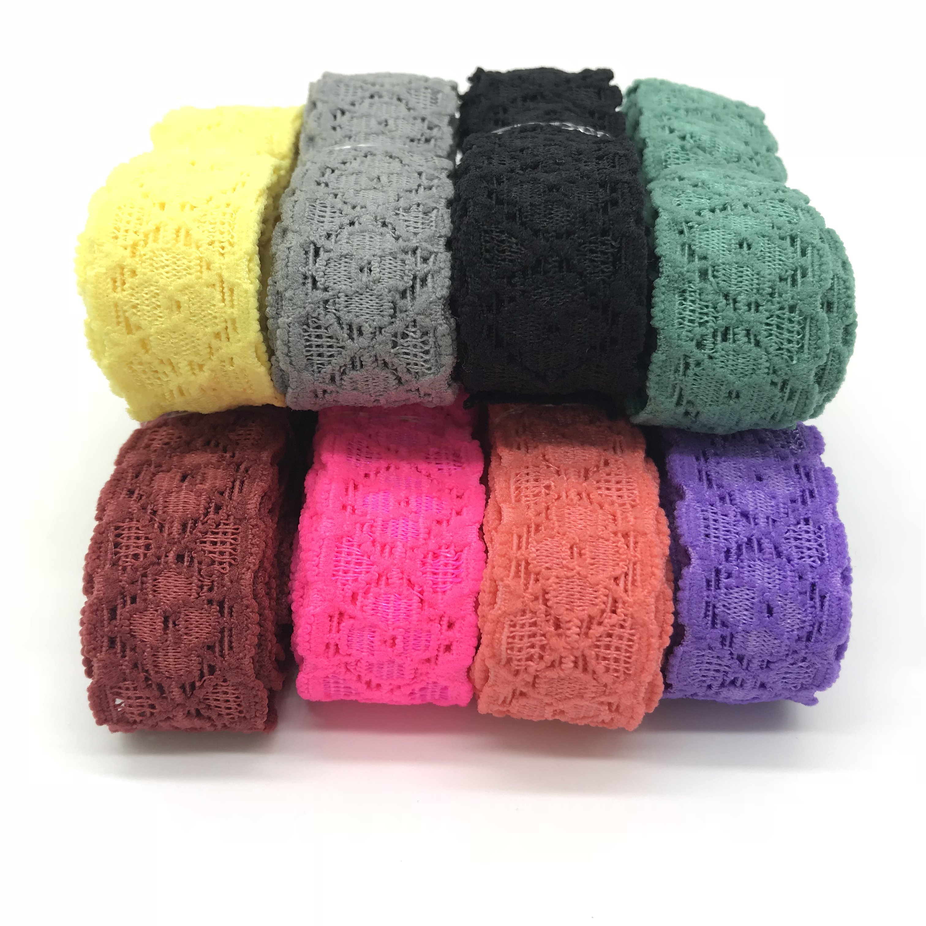 100 Yards High Quality 16 Colors 2cm Lace Elastic Ribbon Stretchy Lace Frilly Trim for Hair Tie DIY Headband Gift Webbing