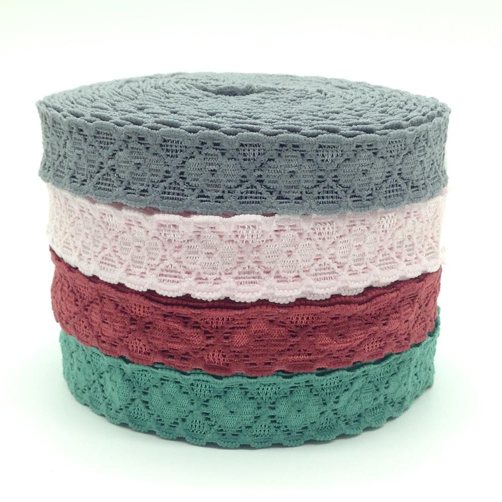 100 Yards High Quality 16 Colors 2cm Lace Elastic Ribbon Stretchy Lace Frilly Trim for Hair Tie DIY Headband Gift Webbing