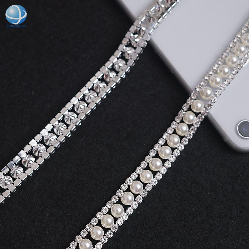 Elegant 12mm Pearl Fringe Chain Beaded Cup Chain For Necklace Glass Pendant Trim Applique Sewing Crafts Clothing DIY Accessories