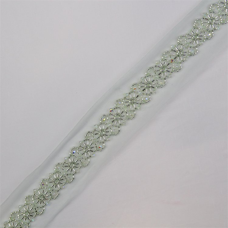 Width 5 Cm Handmade Shiny Stone Pearls Lace Ribbon Flower Beads Sequins Tulle Mesh Embroidery Lace Trim For Dress Curtain