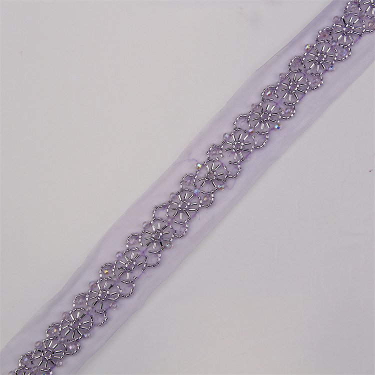 Width 5 Cm Handmade Shiny Stone Pearls Lace Ribbon Flower Beads Sequins Tulle Mesh Embroidery Lace Trim For Dress Curtain