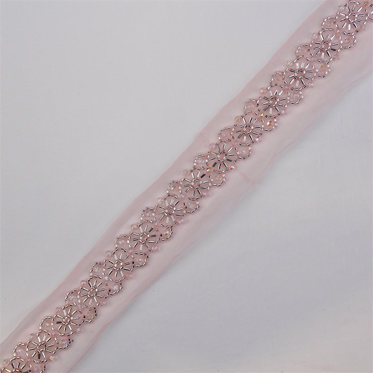 Width 5 Cm Handmade Shiny Stone Pearls Lace Ribbon Flower Beads Sequins Tulle Mesh Embroidery Lace Trim For Dress Curtain