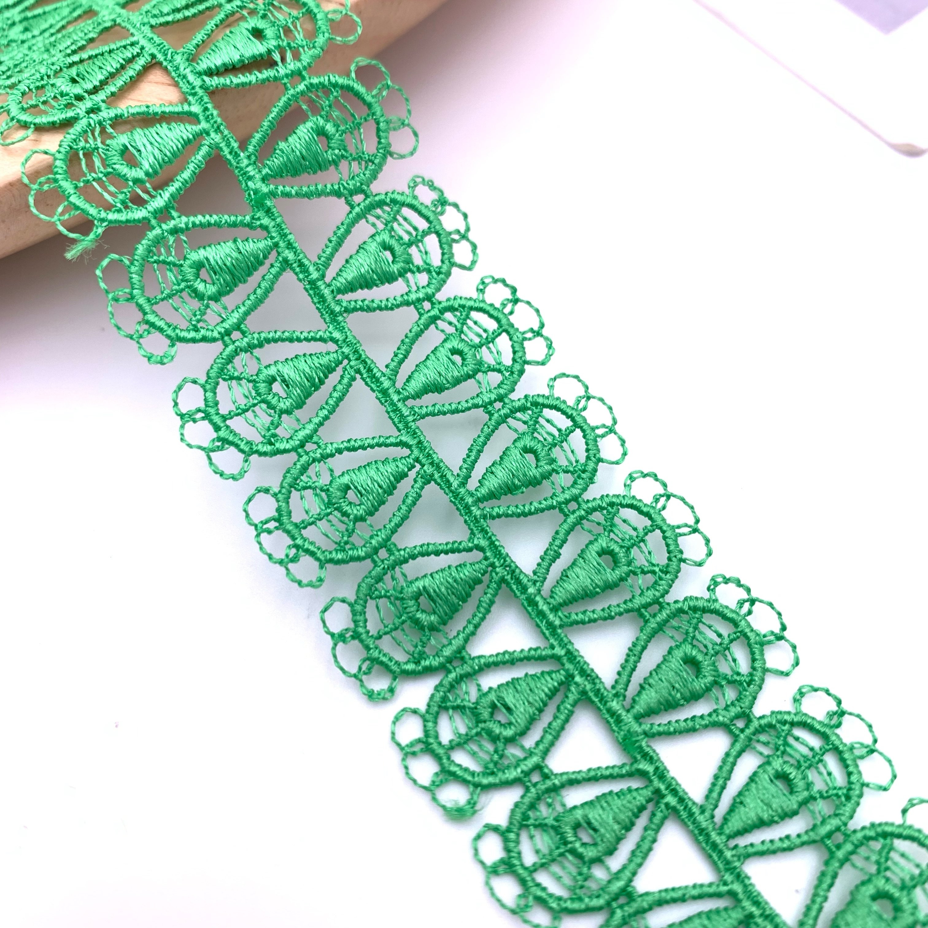 High Quality Polyester Guipure Lace Luxury French Embroidery Green Gpo Lace Trim