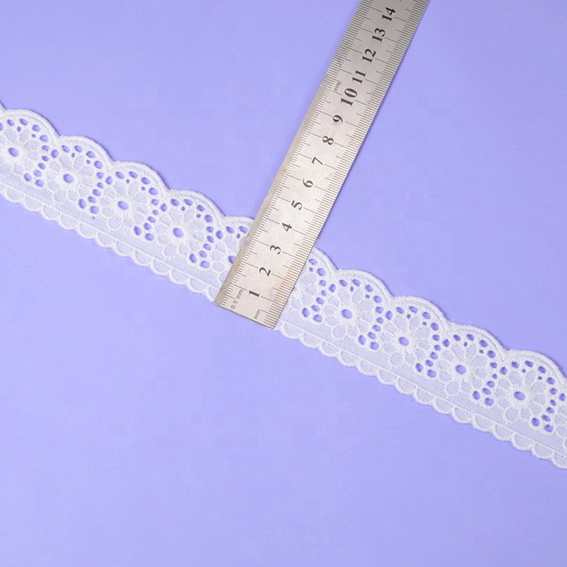 2023 Fashion Sunflower Lace Manufacturer Direct Sales Spot 3.5cm Width Eyelet 100% Cotton Lace