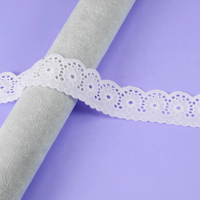 2023 Fashion Sunflower Lace Manufacturer Direct Sales Spot 3.5cm Width Eyelet 100% Cotton Lace