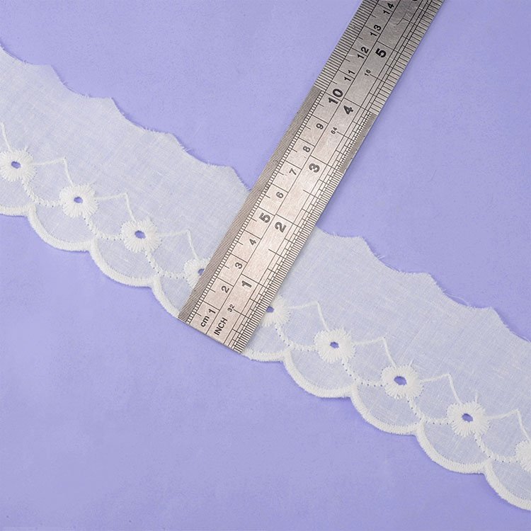 2023 Fashion Sunflower Lace Manufacturer Direct Sales Spot 3.5cm Width Eyelet 100% Cotton Lace