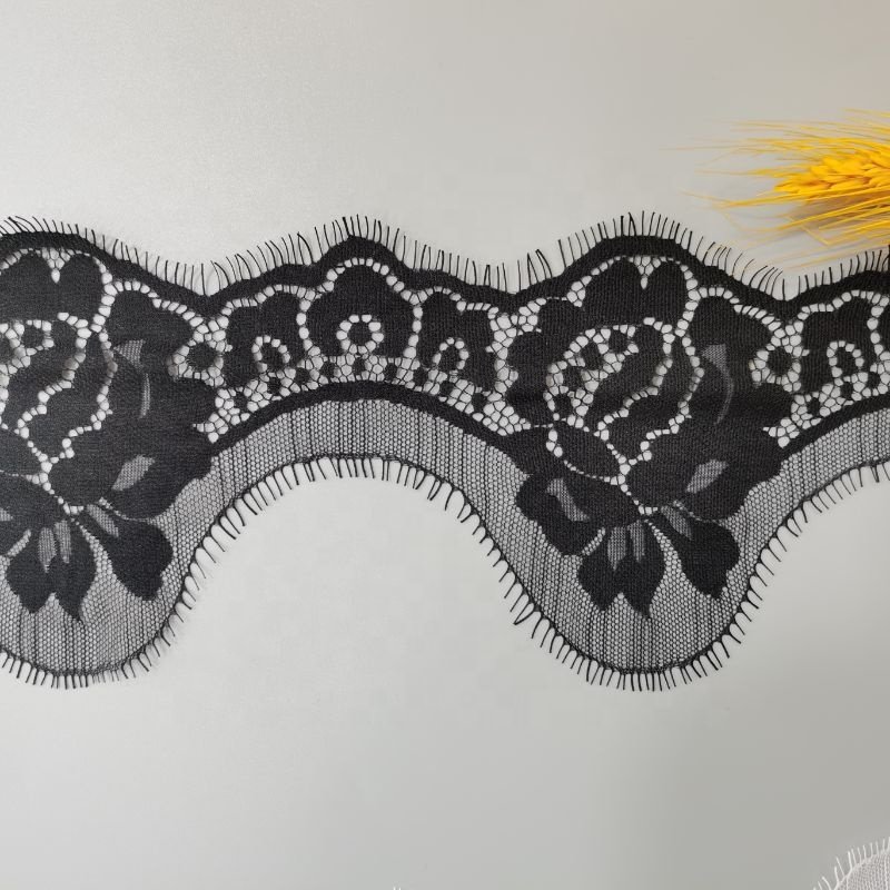 Stock wholesale Width12.5cm Black and White eyelashes new lace designs nylon cotton garment accessory eyelashes lace